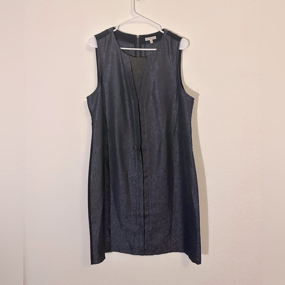 Calvin Klein XL Sleeveless Metallic Shift Dress